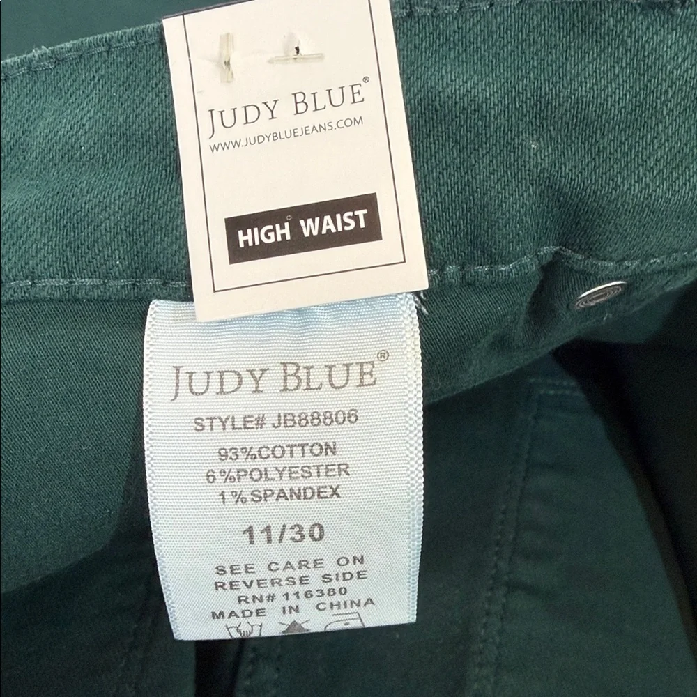 NWT Judy Blue Jeans Size 30 High Waist Cropped With Tummy Control Green - Picture 12 of 13